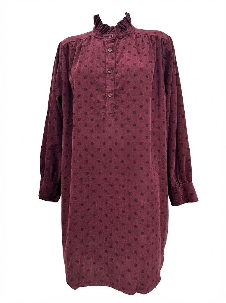 Polka dot babyfløjls tunika bordeaux