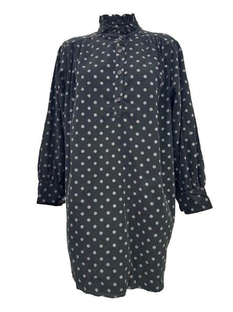 Polka dot babyfløjls tunika black