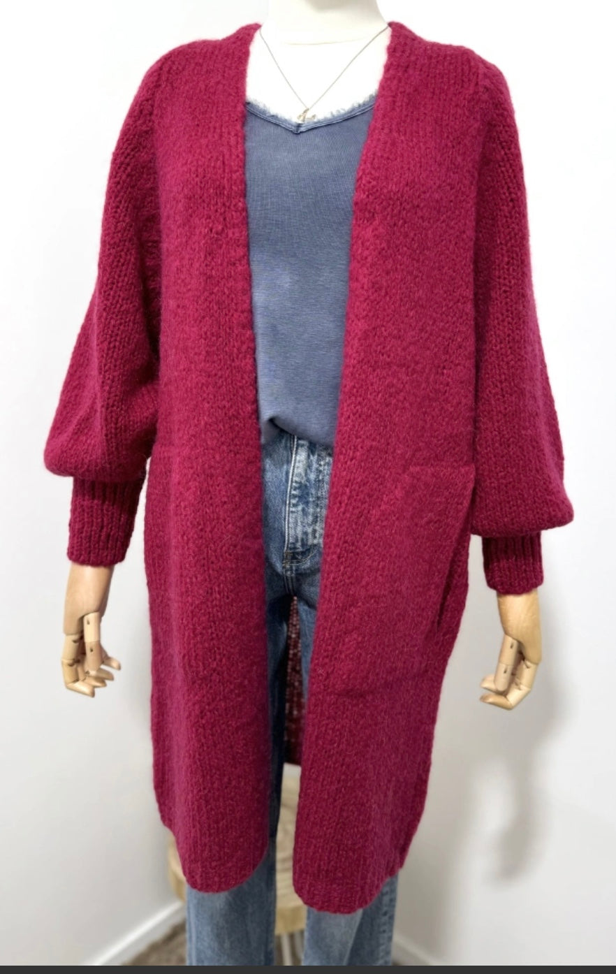 Mohair blend medium lang cardigan