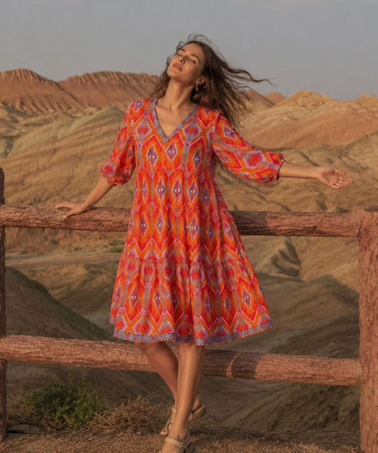 Boho bomuldskjole
