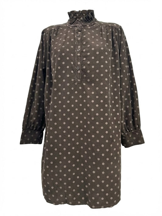 Polka dot babyfløjls tunika chocolate