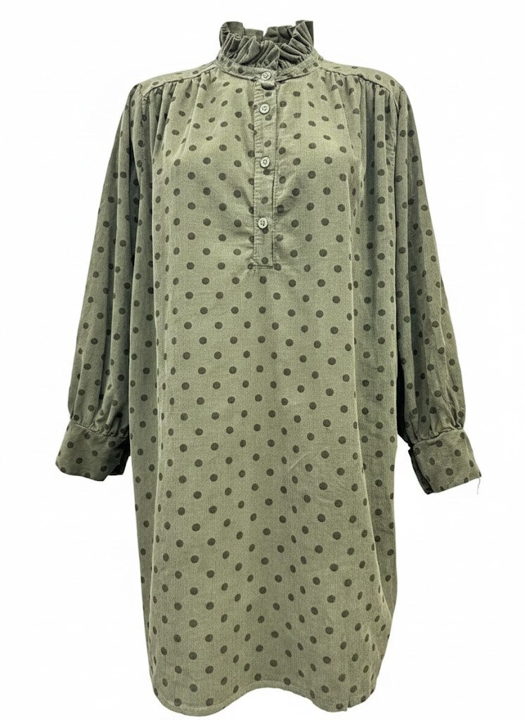 Polka dot babyfløjls tunika grøn