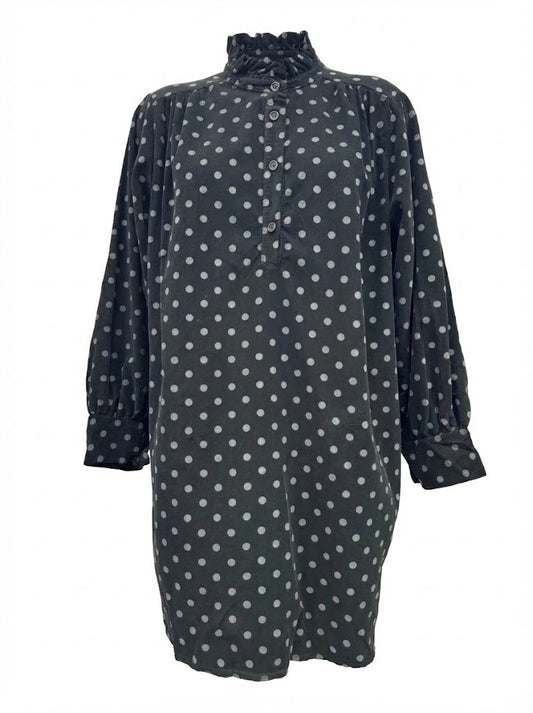 Polka dot babyfløjls tunika black