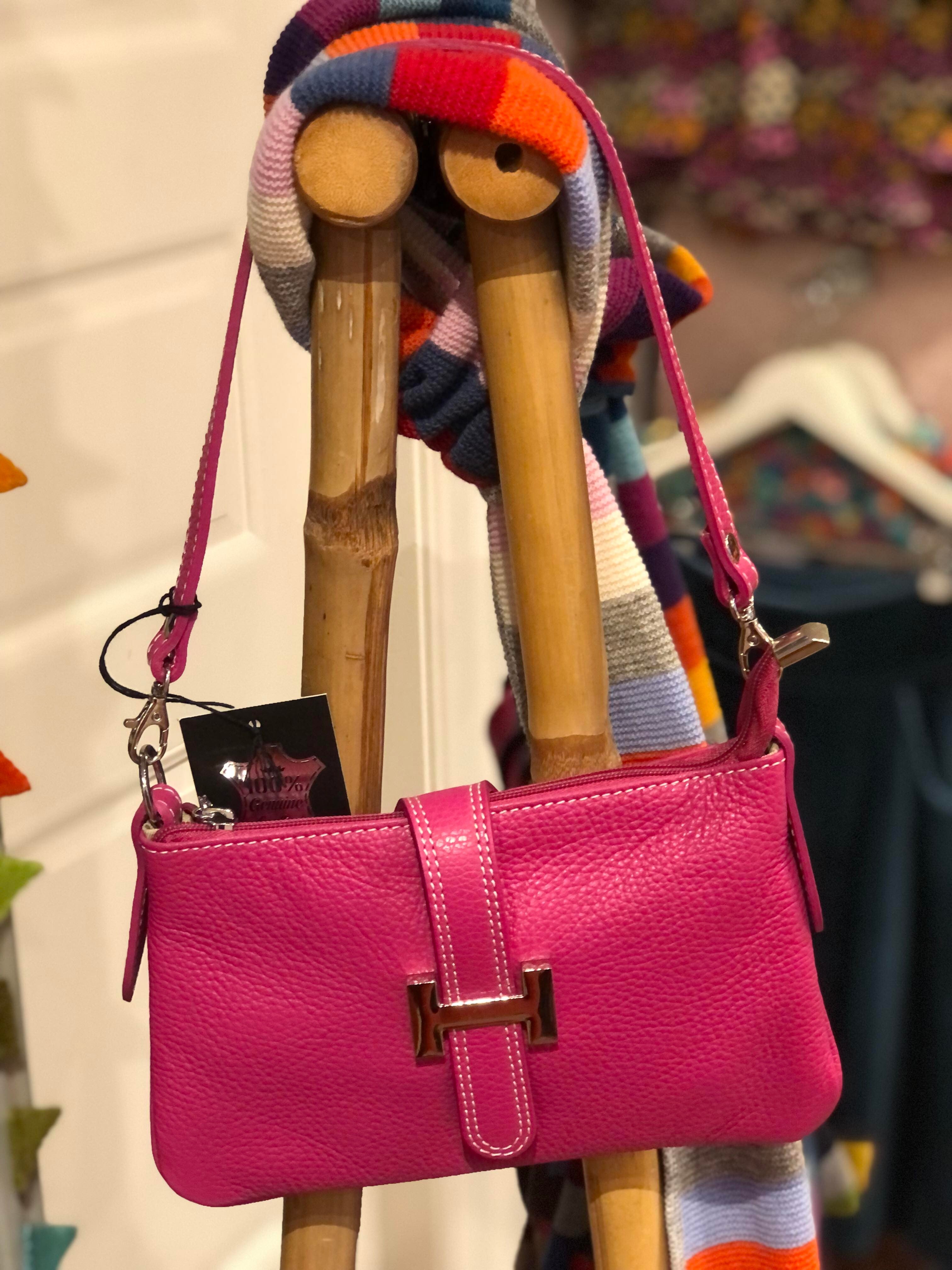 Pink lædertaske